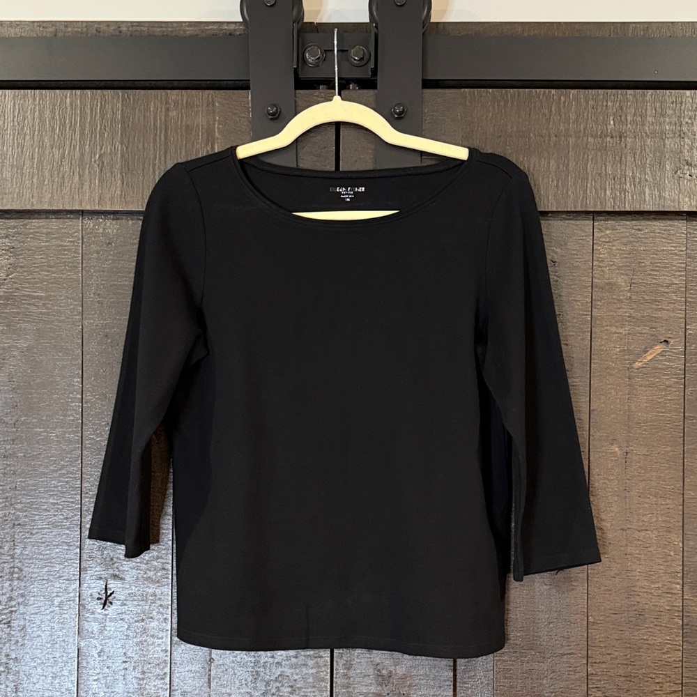 Eileen Fisher Classic Black 3/4 Sleeve Tee